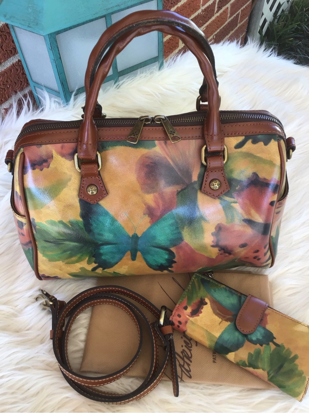 Patricia Nash Skye leather Barrel satchel and wallet set butterfly - Picture 3 of 16